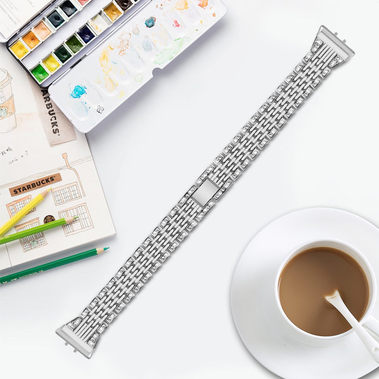 Stylish Samsung Galaxy Fit 3 Rhinestone Strap - Silver#serie_3