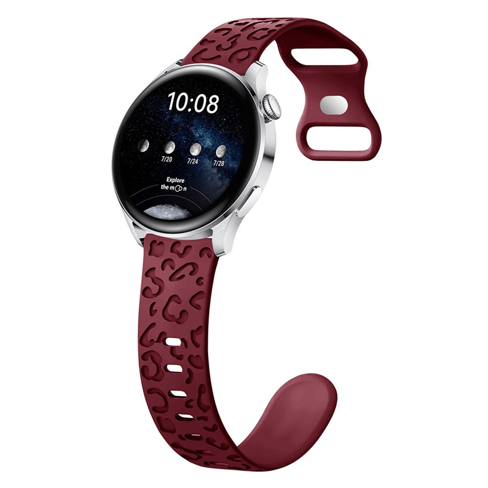 Samsung Galaxy Watch6 Classic 47mm / 43mm / Garmin Venu Sq 2 20mm Silicone Watch Band Leopard Printed - Wine Red#serie_5