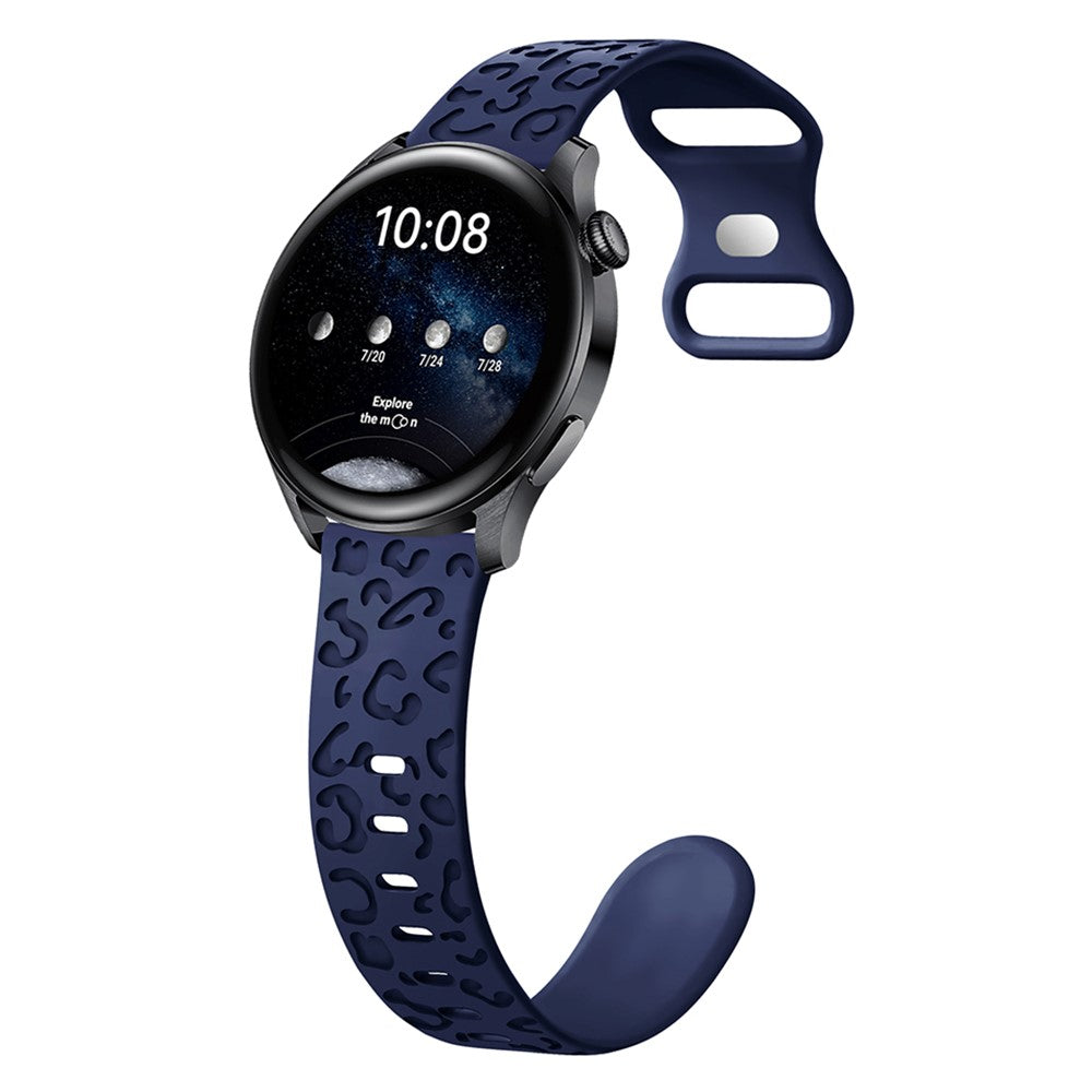 Samsung Galaxy Watch6 Classic 47mm / 43mm / Garmin Venu Sq 2 20mm Silicone Watch Band Leopard Printed - Dark Blue#serie_10