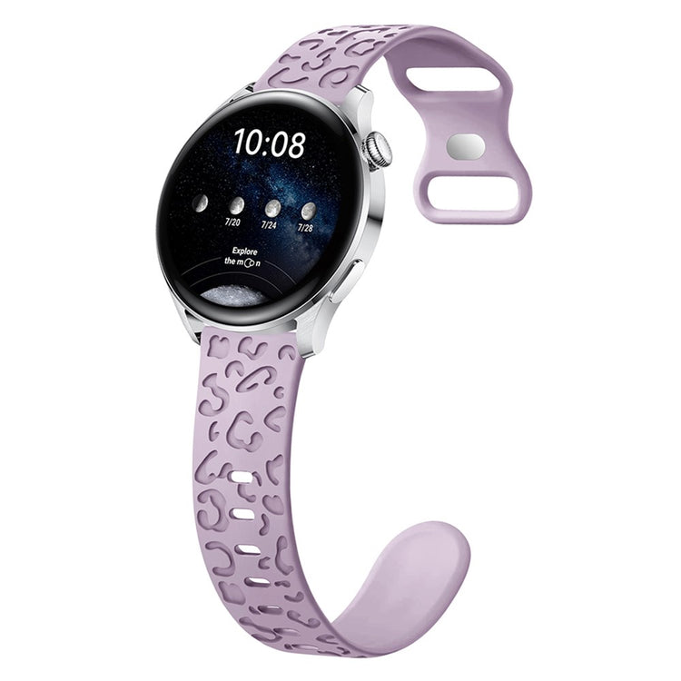 Samsung Galaxy Watch6 Classic 47mm / 43mm / Garmin Venu Sq 2 20mm Silicone Watch Band Leopard Printed - Lavender#serie_12