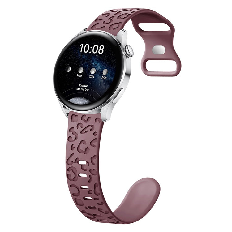 Samsung Galaxy Watch6 Classic 47mm / 43mm / Garmin Venu Sq 2 20mm Silicone Watch Band Leopard Printed - Smoke Purple#serie_13