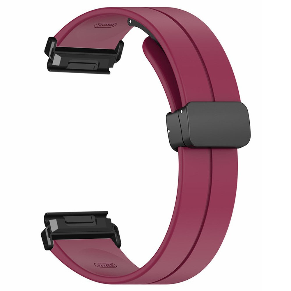 Coros Vertix 2 / Garmin Fenix 7X / 6X / 5X 26mm Watch Band Magnetic Buckle Silicone Strap - Wine Red#serie_7