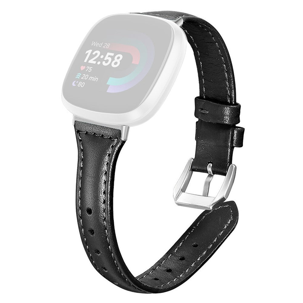 Fitbit Versa 3 / Fitbit Versa 4 Genuine Leather Universel Strap - Black#serie_1