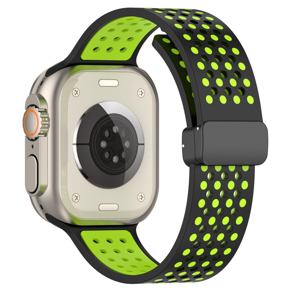 Apple Watch Series 41mm - 40mm - 38mm Silicone Strap Dual-Color Magnetic Watch Band - Black+Lime#serie_9