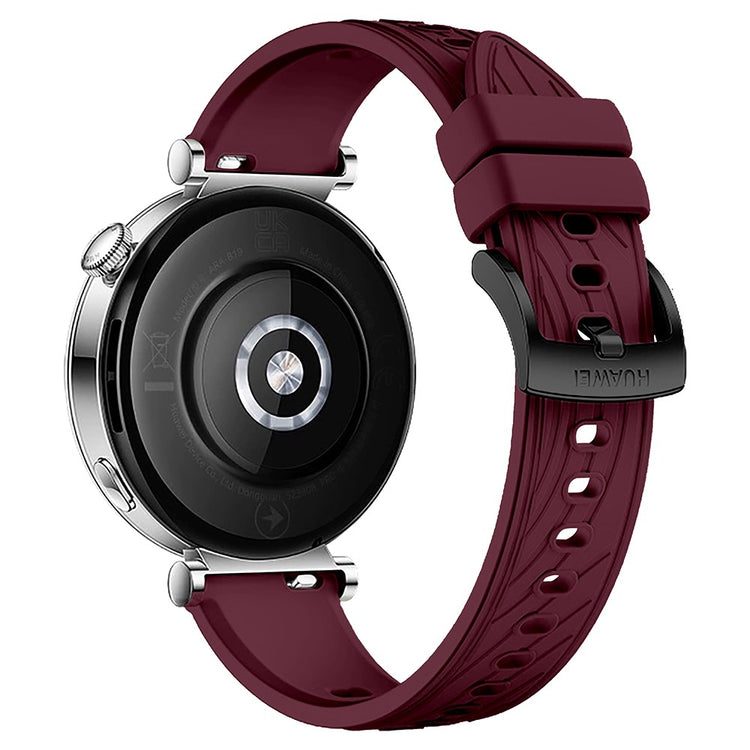 Huawei Watch GT 4 41mm / Xiaomi Mi Watch Silicone band 18mm Textured Watch Strap - Wine Red+Black Buckle#serie_17