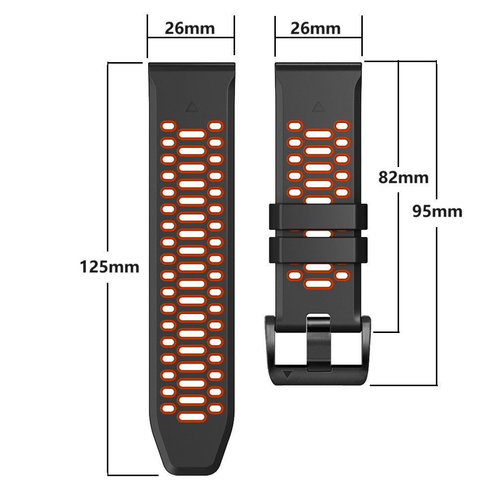 Garmin Fenix 7X / 7X Pro / 6X Quickfit 26mm Watch Band Three Row Holes Dual Color Silicone Strap - White / Blue#serie_2