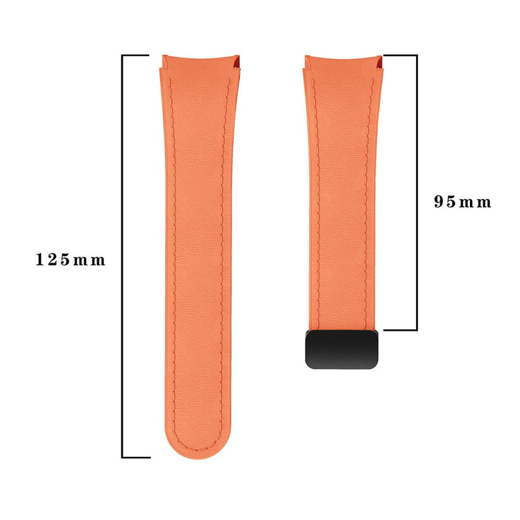 Samsung Watch4 Classic Active / Watch 5 / Watch6 Classic Silicone+Leather Band Smartwatch Strap - Orange+Black Buckle#serie_1