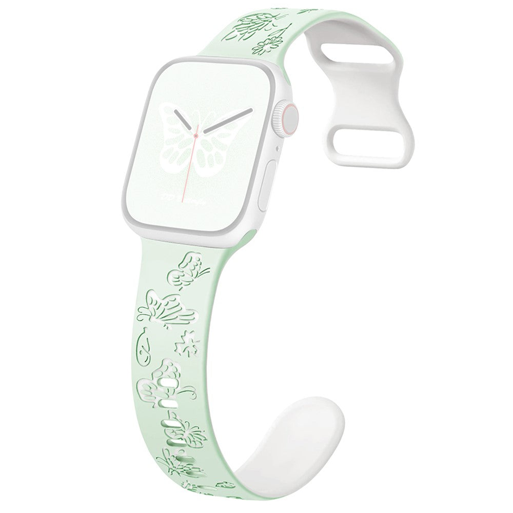 Apple Watch Ultra 2 Ultra 49mm / Series 9 8 7 45mm / 6 5 4 SE (2022) SE (2023) SE 44mm / 3 2 1 42mm Silicone Strap - Light Mint Green+White#serie_6