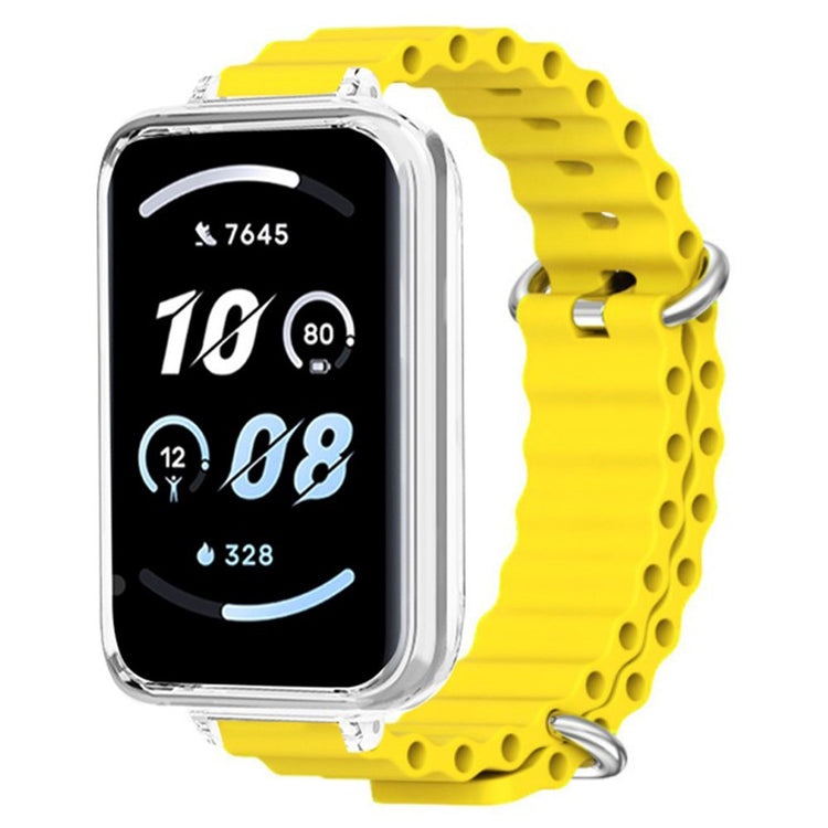 Honor band 9 Watch band Ocean Silicone Strap with Transparent Case - Yellow#serie_5