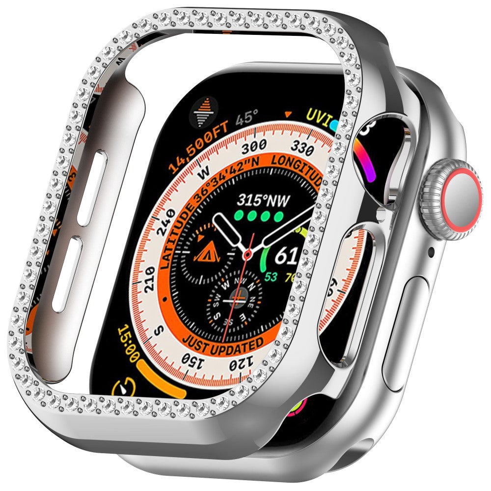 Apple Watch Series 10 42mm Single Row Rhinestone Decor Hollow-Out Cover Bump Resistant Watch Frame Case - Silver#serie_5