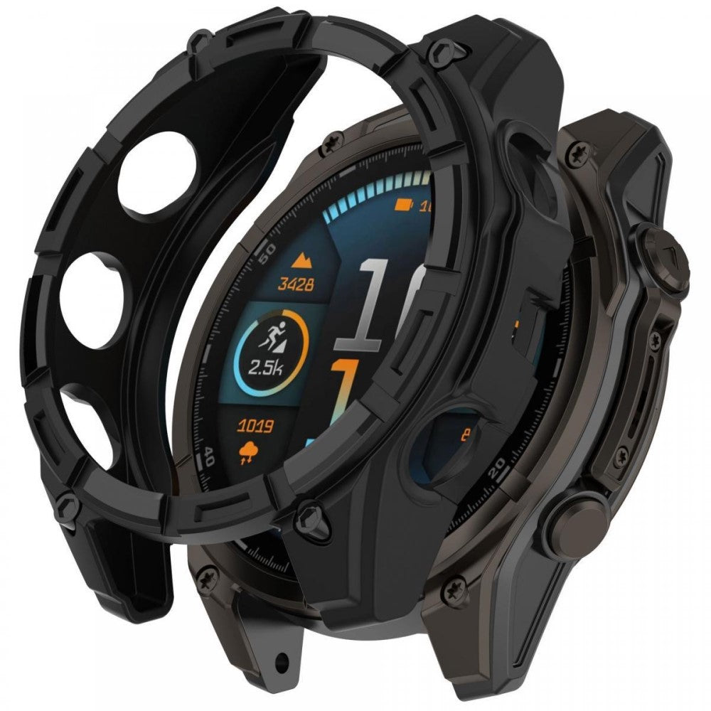 Garmin Fenix 8 51mm Flexible Watch Case Anti-Scratch Hollow Watch Frame Cover - Black#serie_1