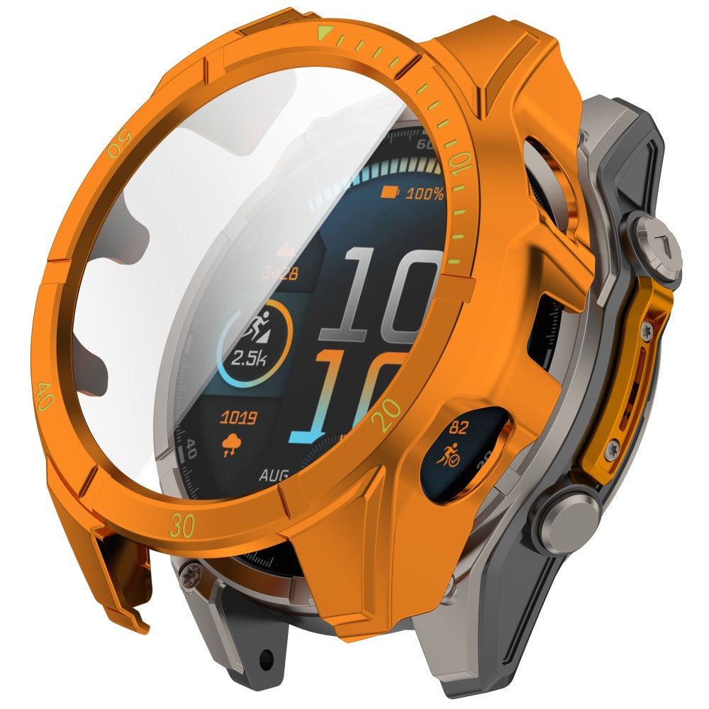 Garmin Fenix 8 MIP Solar 51mm Case Scale Design Hard PC All Around Watch Cover with Tempered Glass Film - Orange+Green#serie_2