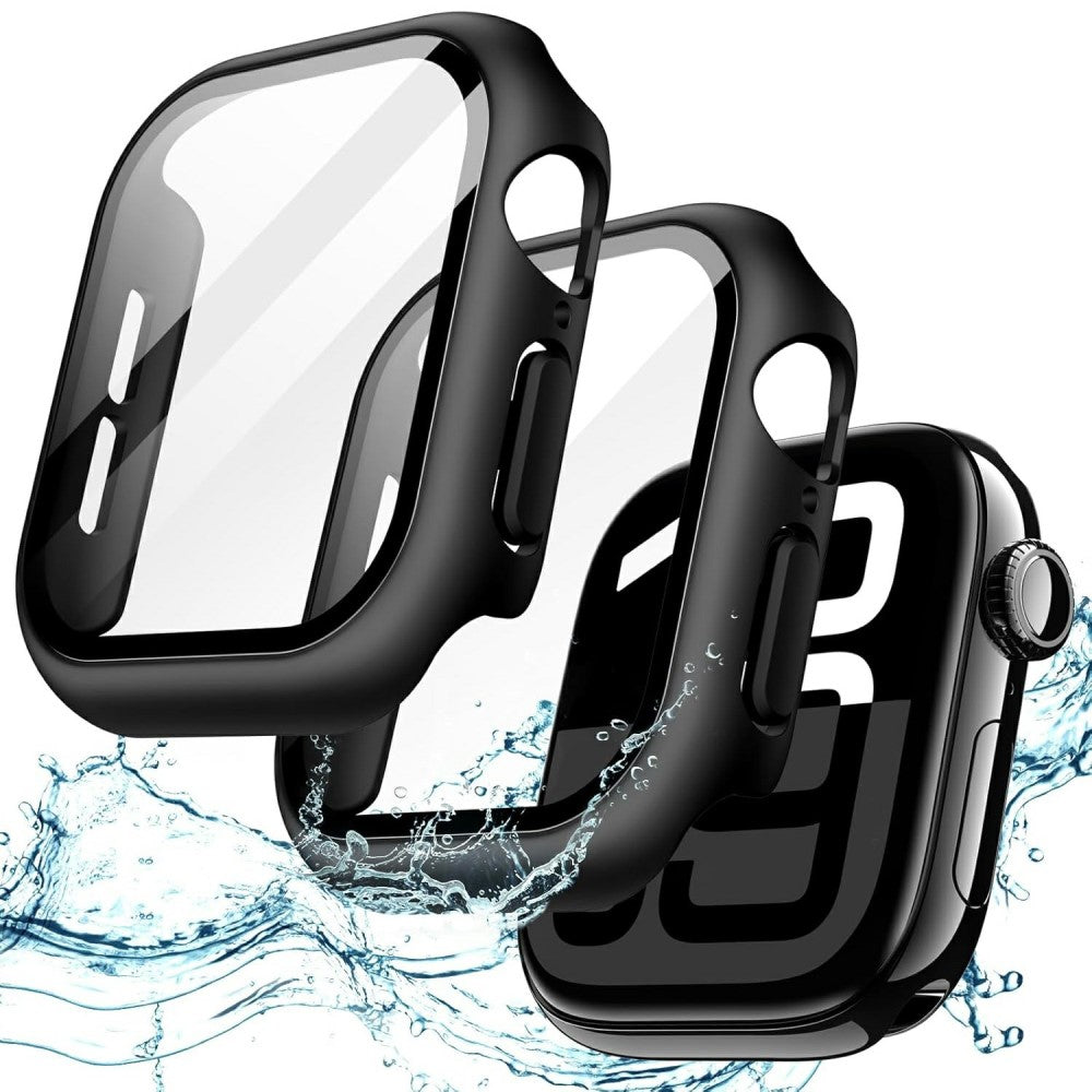 Apple Watch Series 10 42mm Watch Case IP68 Waterproof Hard Bump Resistant Cover with Tempered Glass Film - Black#serie_1