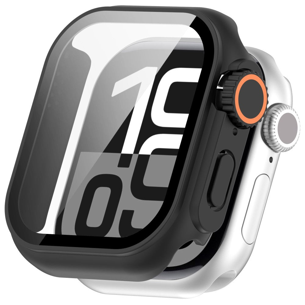 Apple Watch Series 10 42mm Protective Case Instant Transformation Ultra 2 Hard Bump Resistant Watch Cover with Tempered Glass Screen Film - Black#serie_1