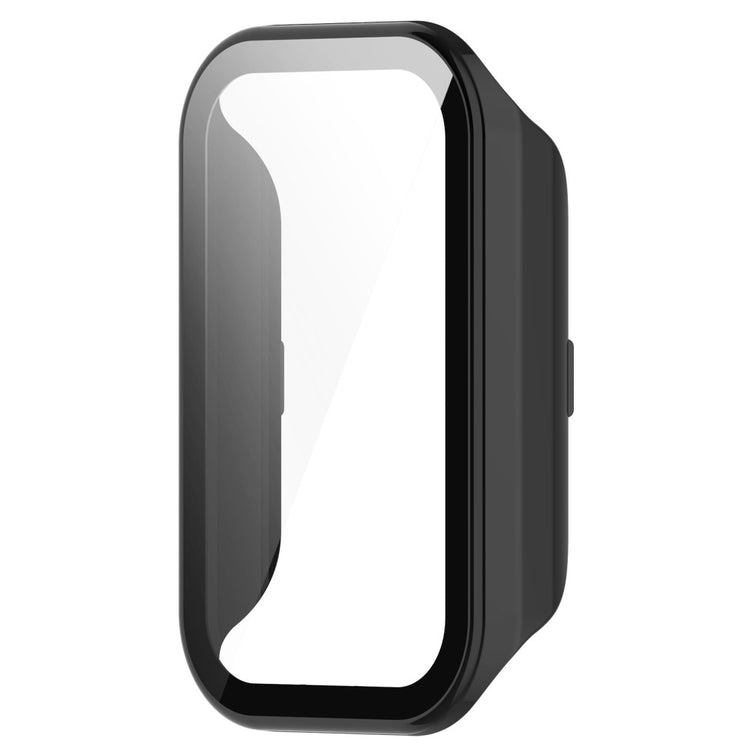 Super Godt Universal Cover med Skærmbeskytter i Silikone og Glas passer til Xiaomi Smart Band 8 Active / Xiaomi Redmi Band 2 - Sort#serie_1