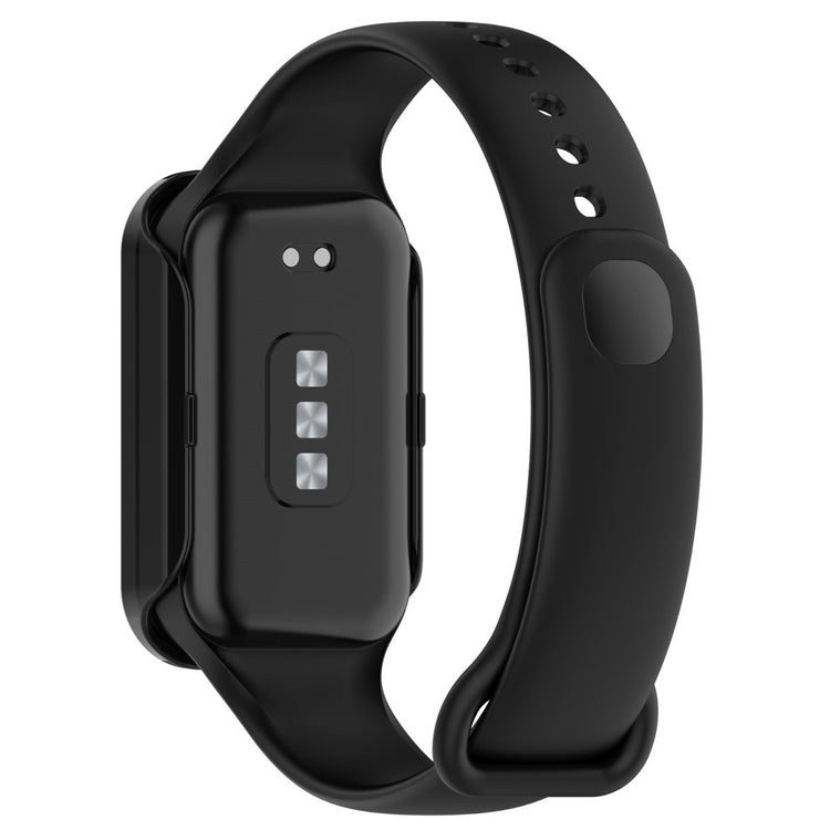 Super Godt Universal Cover med Skærmbeskytter i Silikone og Glas passer til Xiaomi Smart Band 8 Active / Xiaomi Redmi Band 2 - Sort#serie_1