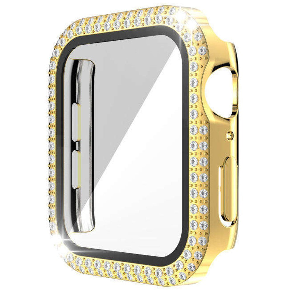 Flot Universal Cover med Skærmbeskytter i Rhinsten og Glas passer til Apple Smartwatch - Guld#serie_5