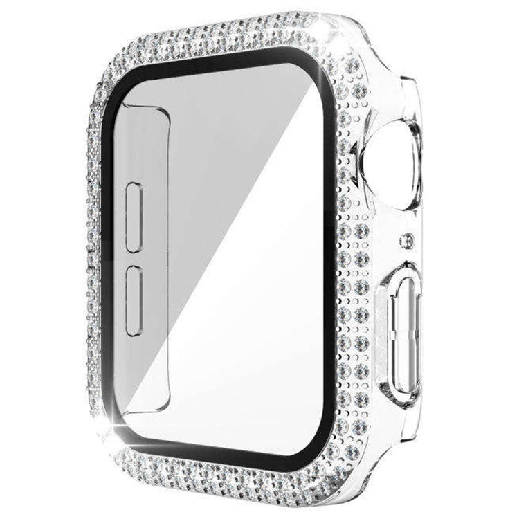 Flot Universal Cover med Skærmbeskytter i Rhinsten og Glas passer til Apple Smartwatch - Gennemsigtig#serie_7
