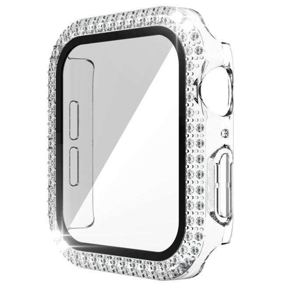 Fint Universal Cover med Skærmbeskytter i Rhinsten og Glas passer til Apple Smartwatch - Gennemsigtig#serie_7