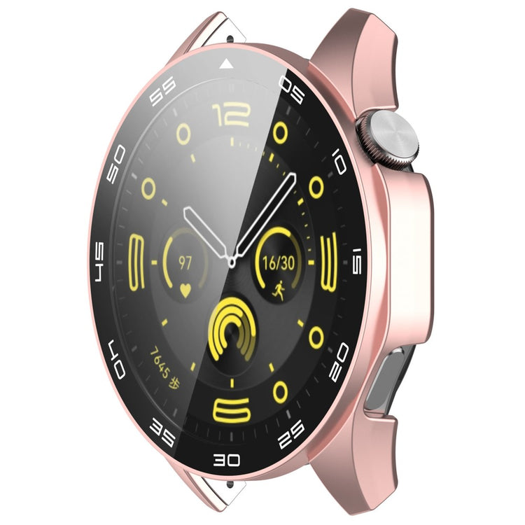 Huawei Watch GT 4 46mm Watch Case Tempered Glass Screen Protector Frame Cover with Dial Plate - Silver - Pink#serie_4