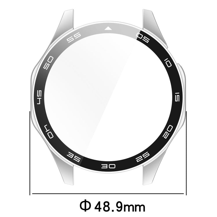 Huawei Watch GT 4 46mm Watch Case Tempered Glass Screen Protector Frame Cover with Dial Plate - Silver - Sort#serie_5