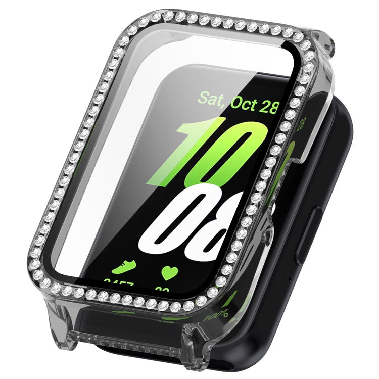 Mega Fashionable Samsung Galaxy Fit 3 Cover with Screen Protector in Rhinestone and Glass - Black#serie_6