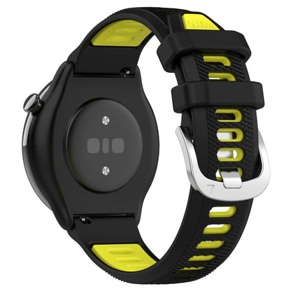 22mm Universal dual color cross strip silicone strap - Black / Lime#serie_7