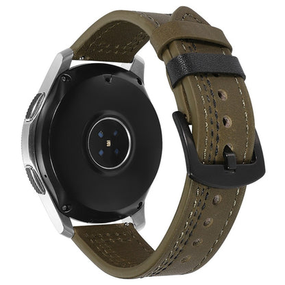 20mm Universal leather strap - Army Green / Black Stitch#serie_7