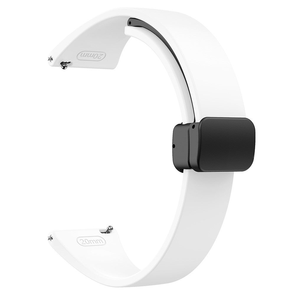 20mm Universal silicone strap with black buckle - White#serie_2