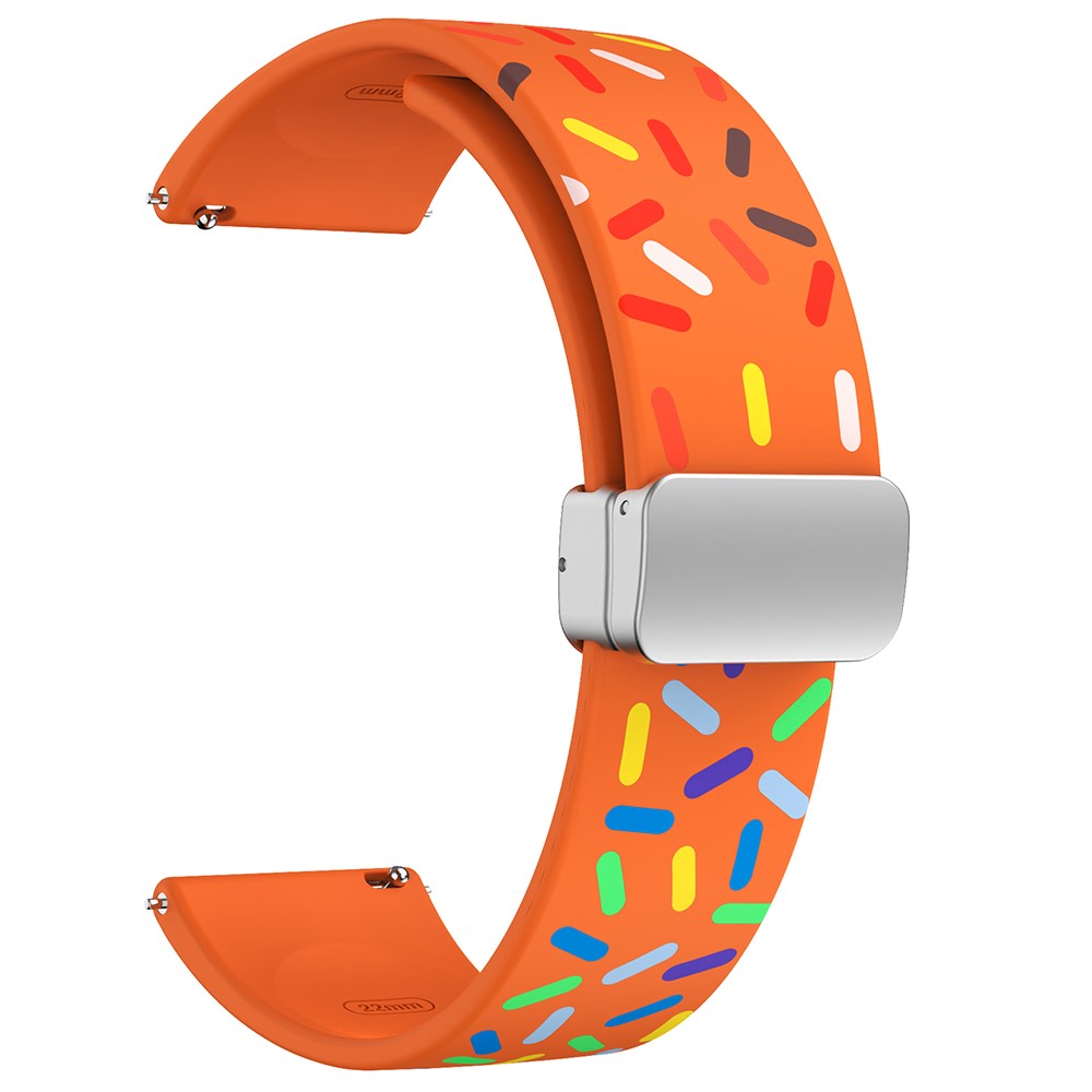 20mm Universal colorful pattern style silicone strap with silver buckle - Orange Rainbow#serie_3