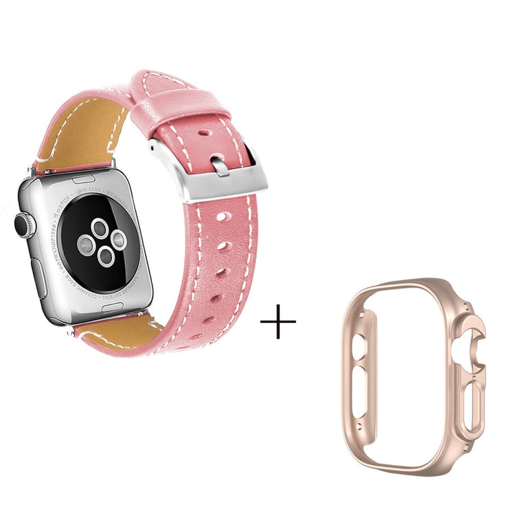 Ægte læder Cover passer til Apple Watch Ultra - Pink#serie_2