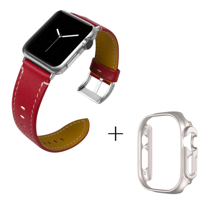 Ægte læder Cover passer til Apple Watch Ultra - Rød#serie_1
