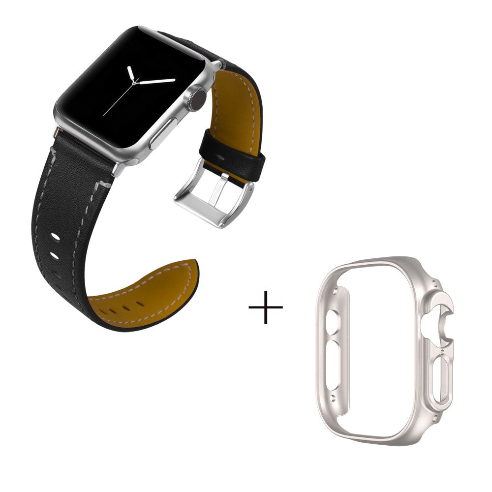 Ægte læder Cover passer til Apple Watch Ultra - Sort#serie_4