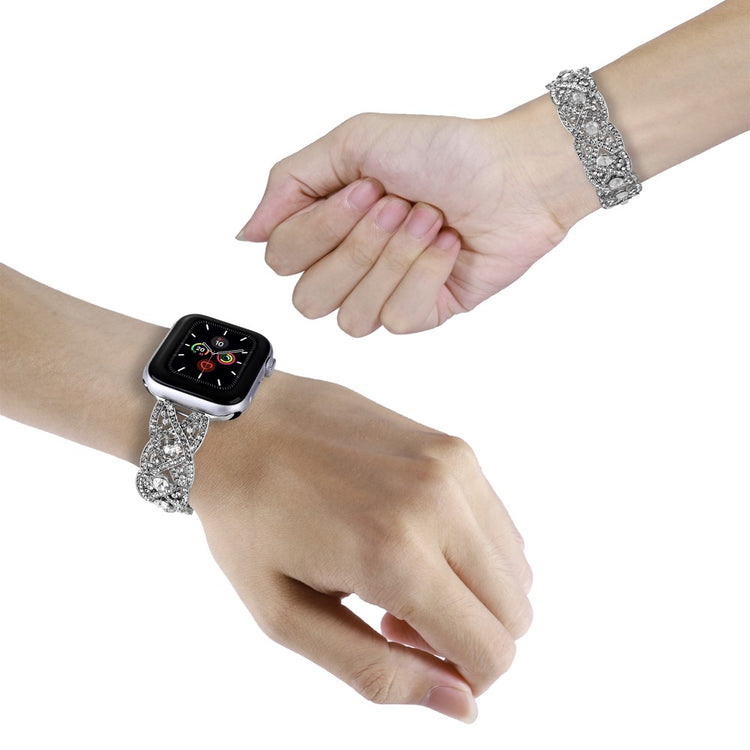 Super Cool Metal Og Rhinsten Universal Rem passer til Apple Smartwatch - Sølv#serie_3