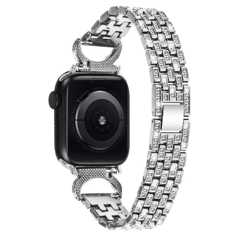 Solid Metal Og Rhinsten Universal Rem passer til Apple Smartwatch - Sølv#serie_3