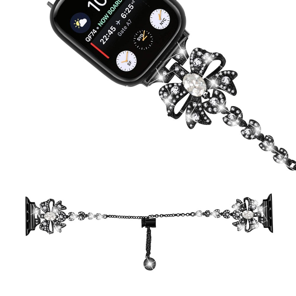 Mega Fint Metal Og Rhinsten Universal Rem passer til Apple Smartwatch - Sort#serie_1