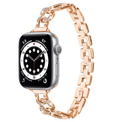 Klassisk Metal Og Rhinsten Universal Rem passer til Apple Smartwatch - Pink#serie_2