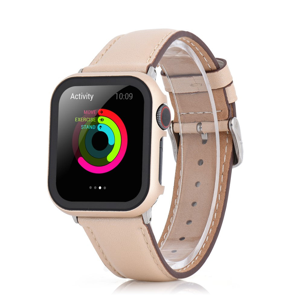 Flot Universal Cover med Skærmbeskytter i Metal og Hærdet Glas passer til Apple Watch Series 8 (45mm) / Apple Watch Series 7 45mm - Guld#serie_3