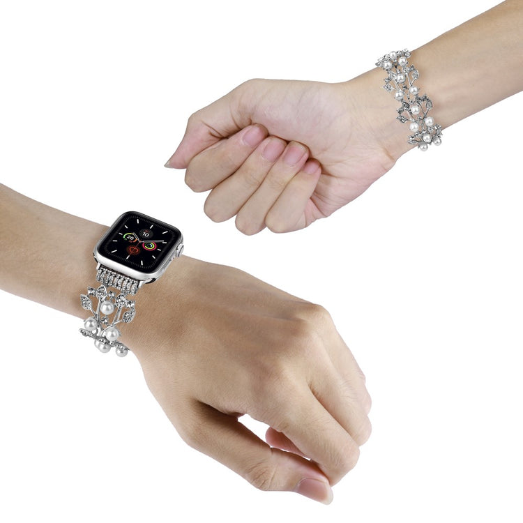 Fint Plastik Og Rhinsten Universal Rem passer til Apple Smartwatch - Sølv#serie_2