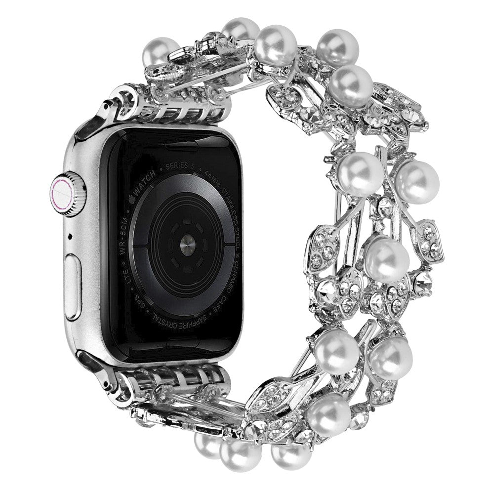Fint Plastik Og Rhinsten Universal Rem passer til Apple Smartwatch - Sølv#serie_2