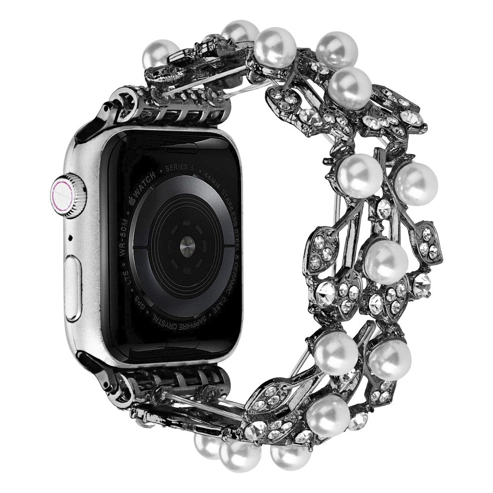 Fint Plastik Og Rhinsten Universal Rem passer til Apple Smartwatch - Sort#serie_3