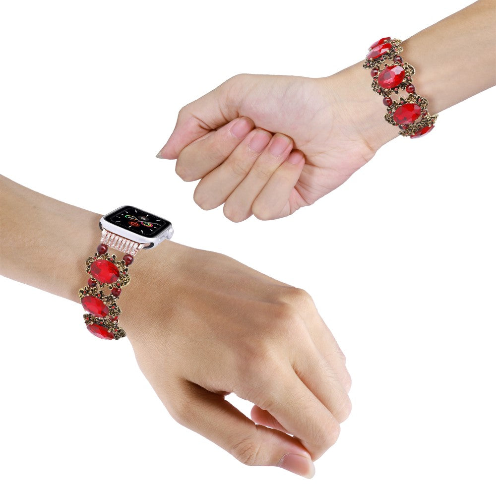 Nydelig Plastik Og Rhinsten Universal Rem passer til Apple Smartwatch - Rød#serie_1