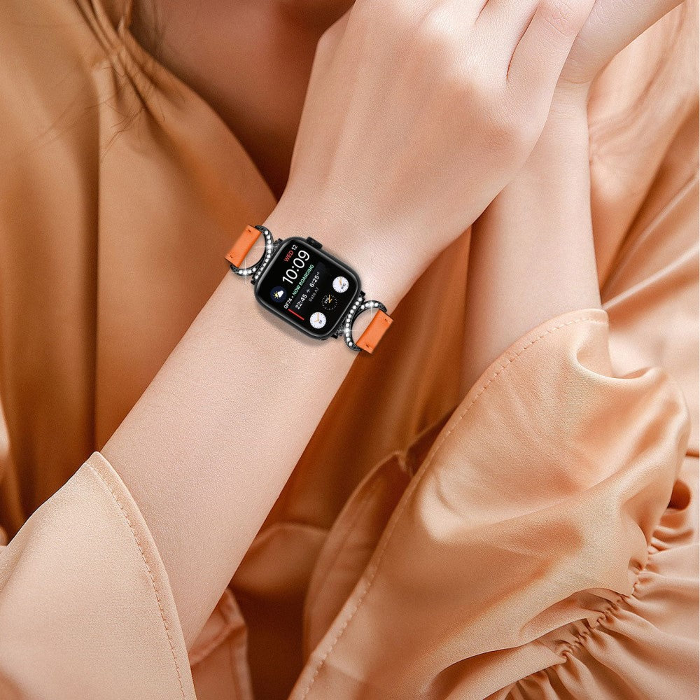 Helt Vildt Pænt Ægte Læder Universal Rem passer til Apple Smartwatch - Orange#serie_1
