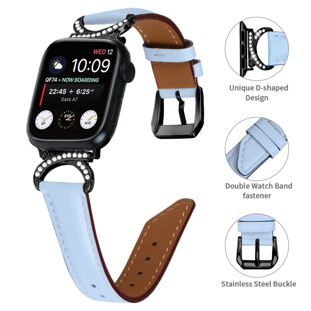 Helt Vildt Pænt Ægte Læder Universal Rem passer til Apple Smartwatch - Blå#serie_4