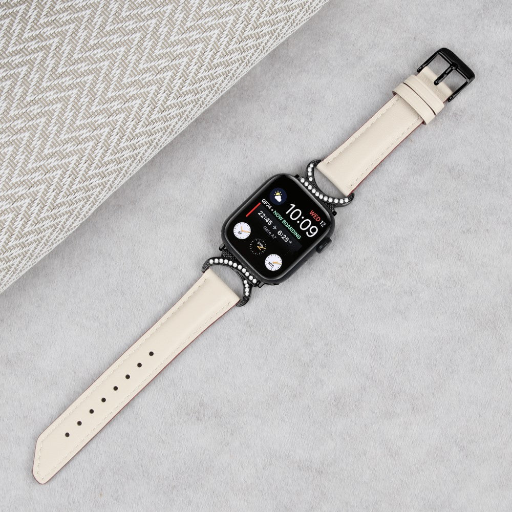 Helt Vildt Pænt Ægte Læder Universal Rem passer til Apple Smartwatch - Hvid#serie_5