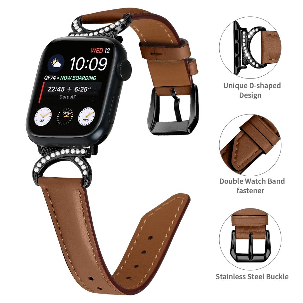Helt Vildt Pænt Ægte Læder Universal Rem passer til Apple Smartwatch - Brun#serie_6