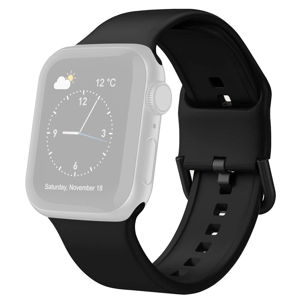 Flot Silikone Universal Rem passer til Apple Smartwatch - Sort#serie_3