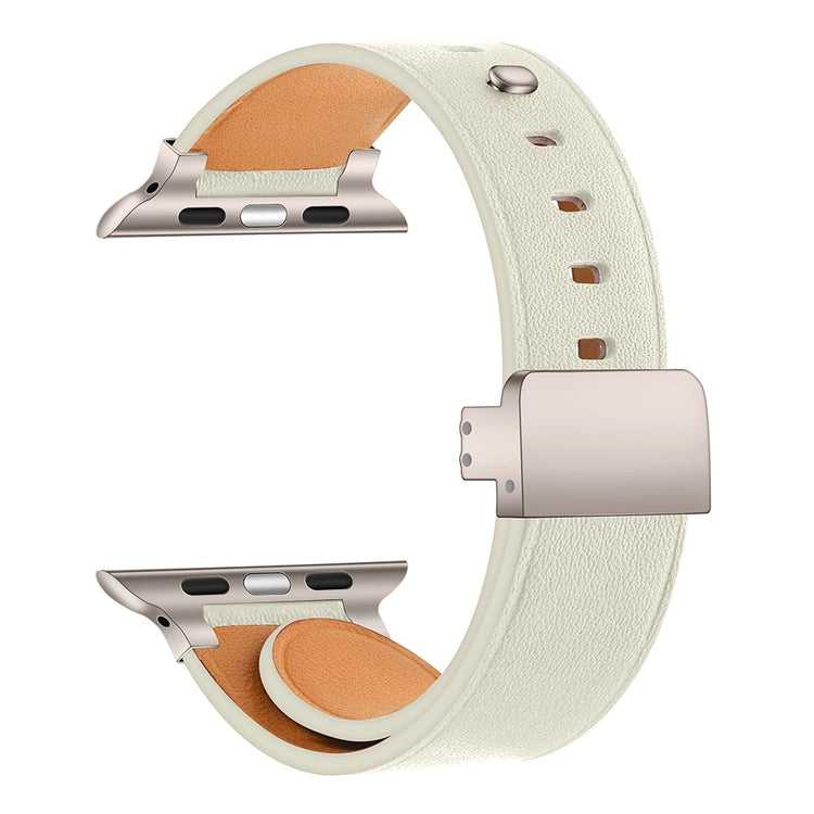 Rigtigt Pænt Ægte Læder Universal Rem passer til Apple Smartwatch - Hvid#serie_8