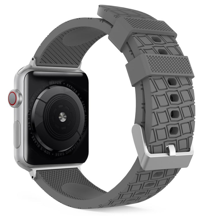Rigtigt Fed Silikone Universal Rem passer til Apple Smartwatch - Sølv#serie_2