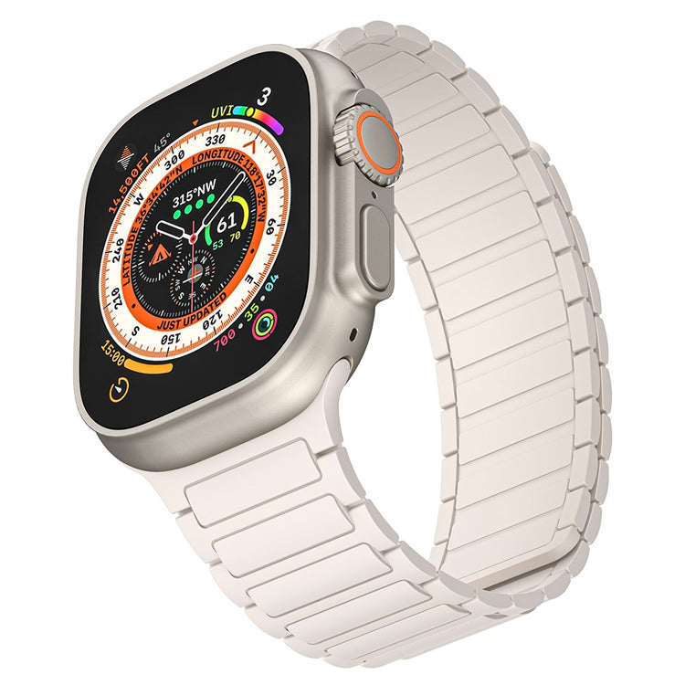 Super Hårdfør Silikone Universal Rem passer til Apple Smartwatch - Hvid#serie_5
